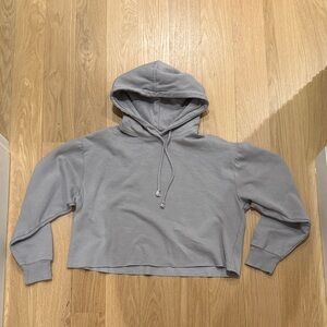Gray Hooded Women's Cropped Hoodie